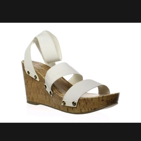 NIB. ESPRIT Strappy cork wedge sandals. Elastic comfort straps. Platform. - Picture 3 of 9